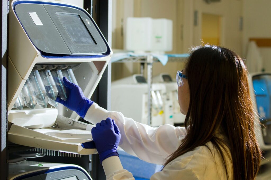 Scientist performing genetic testing